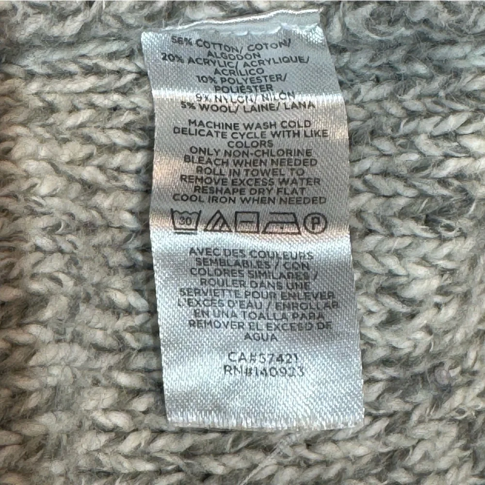 LOFT Cowl Neck Patch Pocket Tunic Sweater | Gray & White | Size XS - Picture 7 of 9